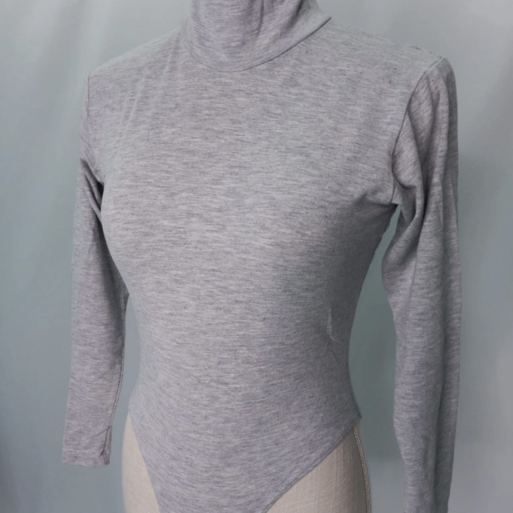 Moda International Light Gray Turtleneck Bodysuit